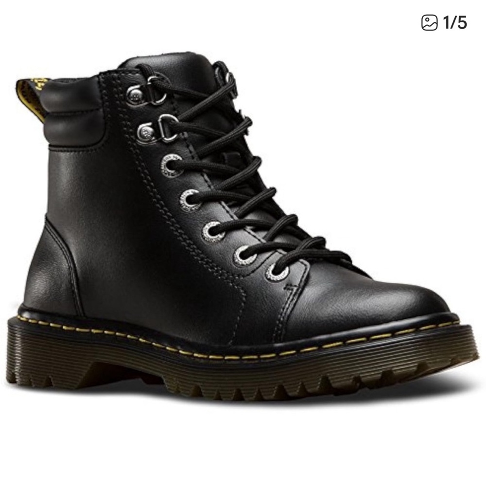 Dr. Martens Faora Black Leather Moto Boots Size 9